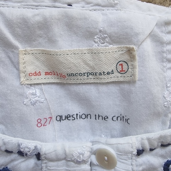 Odd Molly Sz 1 (Small) Blouse Tunic Embroided 100% Cotton - Picture 2 of 12